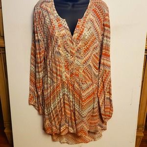 Kori Boho Cream, Melon & Blue Long Top Sz M